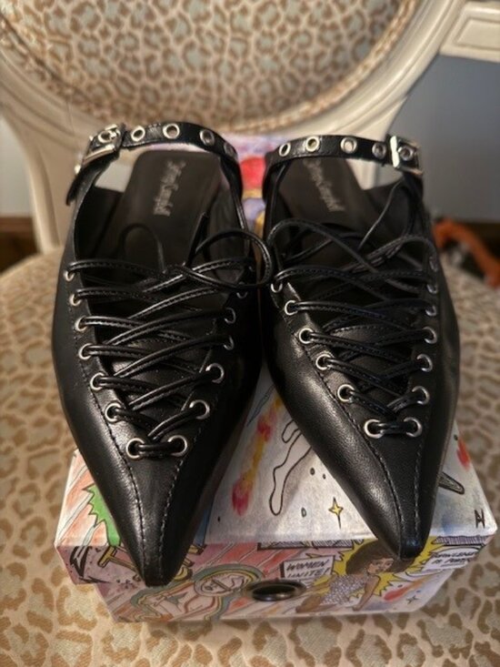 Jeffrey Campbell Shoes - Jeffrey Campbell Black Studded Cage Mules | Pointed Toe